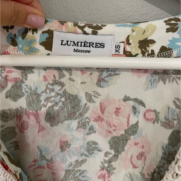 Lumieres Vintage Maxi Denim Floral Classic Dress Gown - Picture 6 of 6